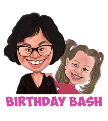 Karikatur von Mutter und Tochter zum Geburtstag als Geschenk