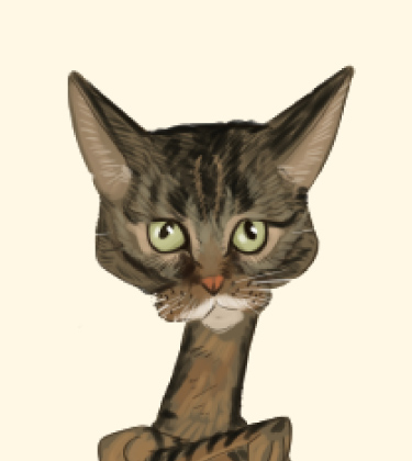 Lustige Karikatur einer Katze mit blechernem Hals