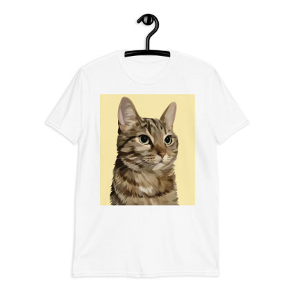 Karikatur Zeichnung einer Katze auf T-Shirt-Druck