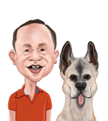 Süßer Hund mit seiner Besitzer Porträt Illustration